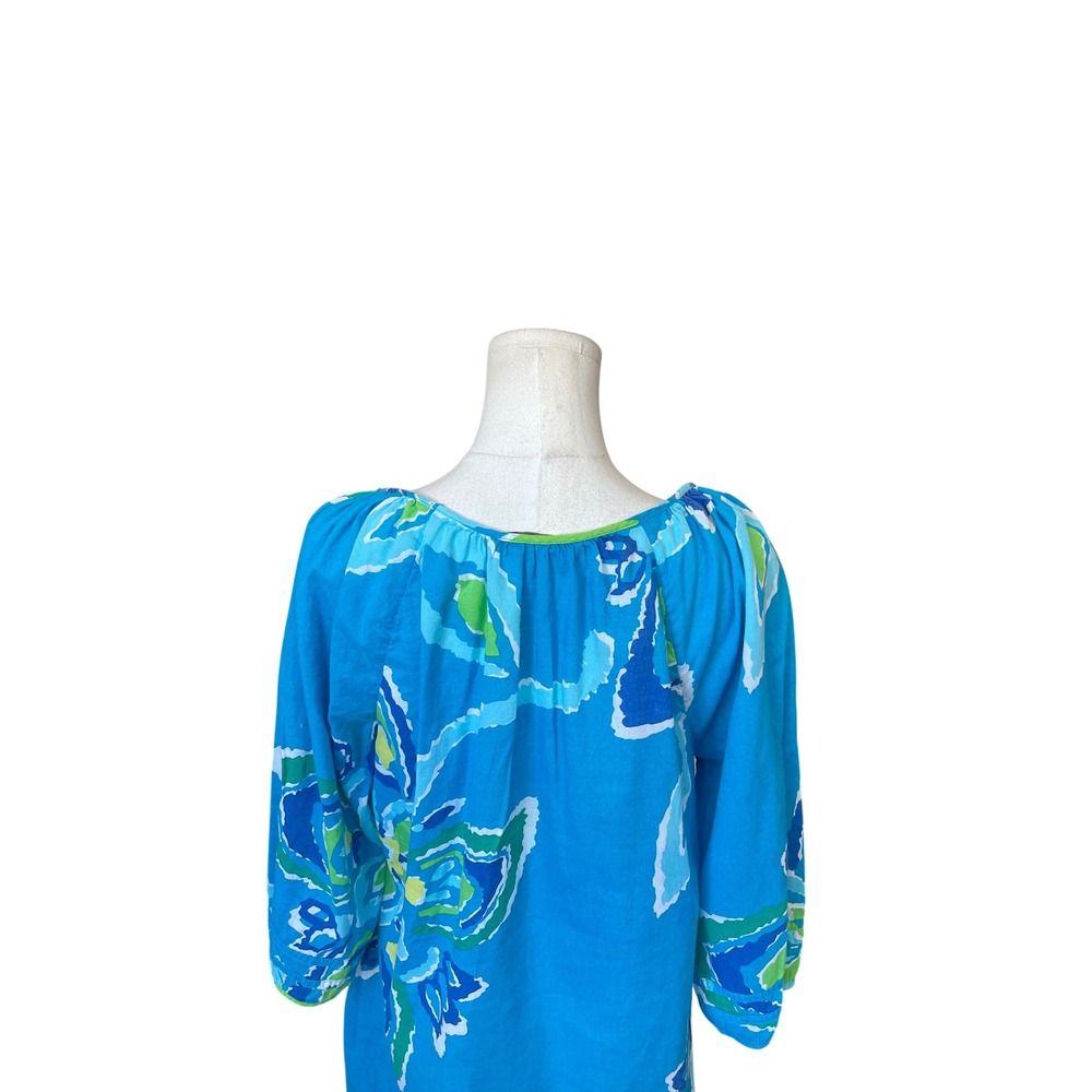 Old Navy Womens Floral Cotton Peasant‎ Top Size L 3/4 Sleeve Tropical Hawaiian - Picture 5 of 9